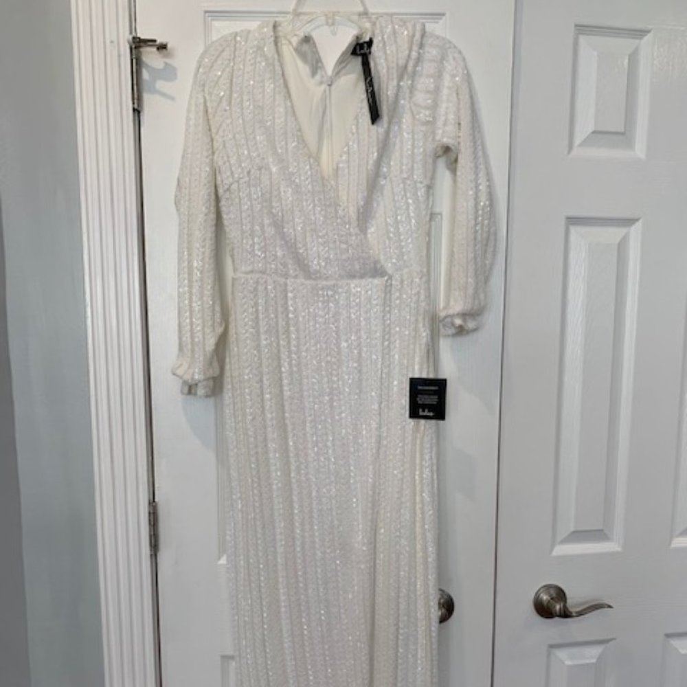 Love Lasts Forever White Sequin Long Sleeve Maxi Dress